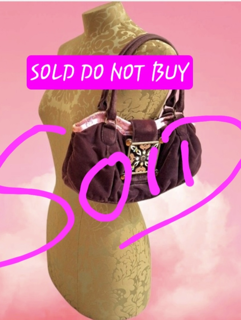 Y2K Vintage Lollipops Paris Purple Pink Velvet Handbag